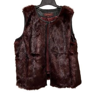 Hal Rubenstein Faux Fur Vest Merlot